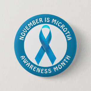 Microtia Blå medvetenhetsmånad band Knapp