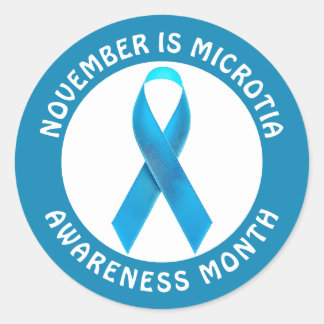 Microtia Blue Awareness Month Ribbon Runt Klistermärke