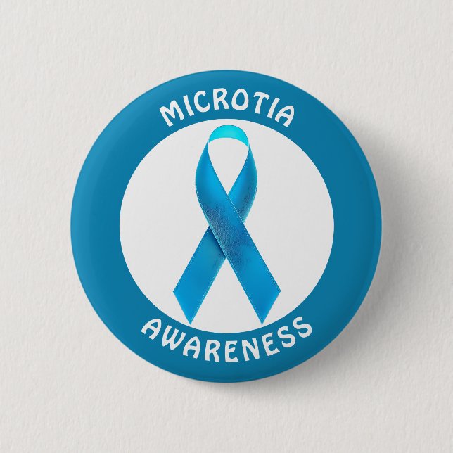 Microtia Blue Awareness Ribbon Knapp (Framsida)