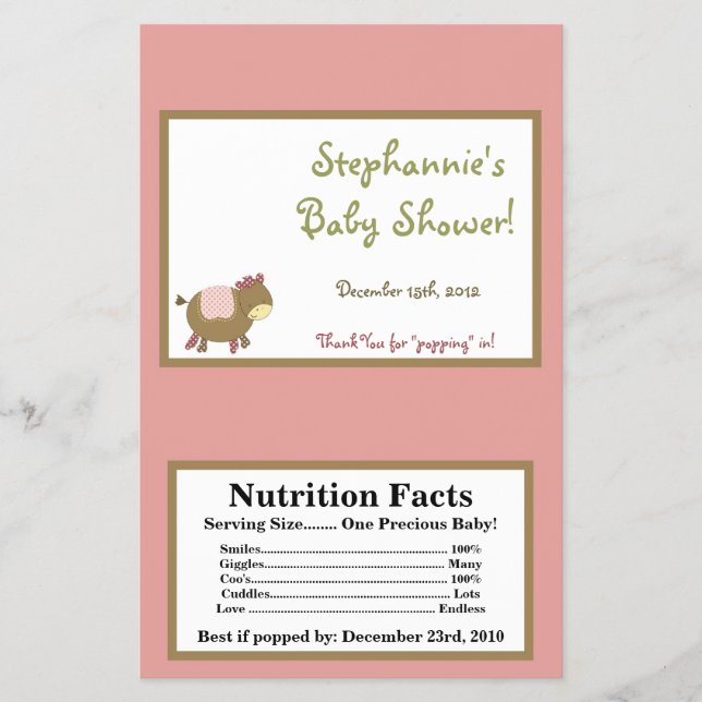 Microwave Popcorn Wrapper Abby's Farm Rosa Girly Flygblad (Framsidan)