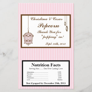 Microwave Popcorn Wrapper Birdcage/Rosa Rand ca Flygblad