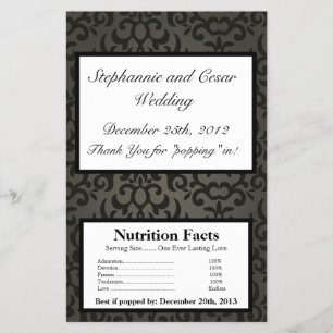 Microwave Popcorn Wrapper Black och Grått Damask Flygblad