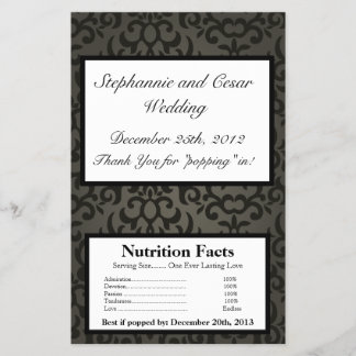 Microwave Popcorn Wrapper Black och Grått Damask Flygblad
