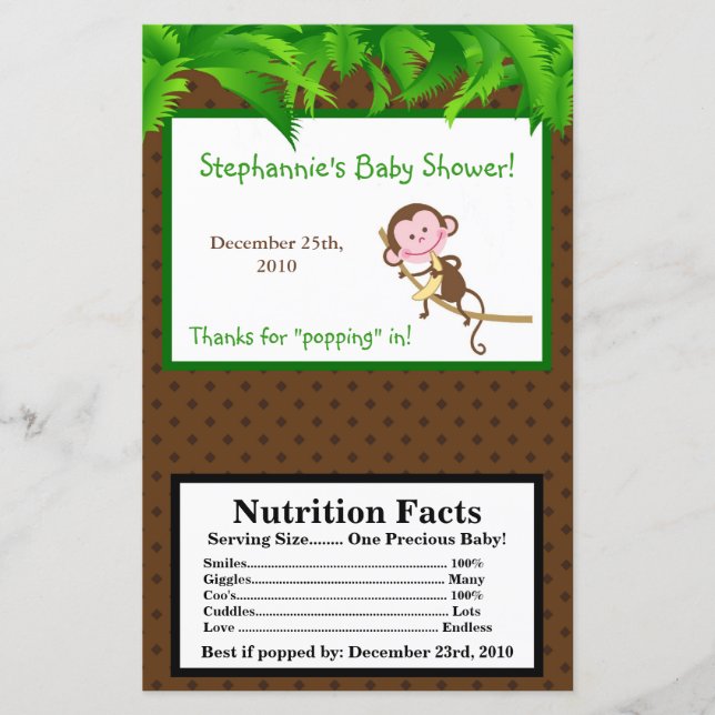 Microwave Popcorn Wrapper MonkeySwing Jungle Safar (Framsida)