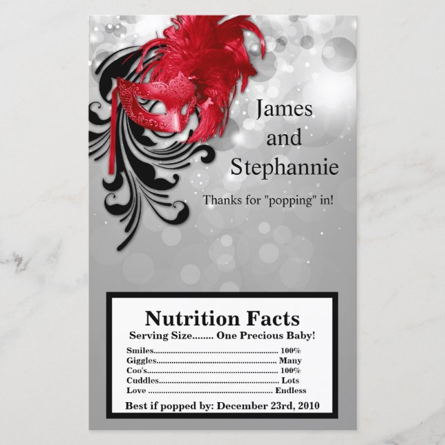 Microwave Popcorn Wrapper Red på Silver Masquerad (Framsida)