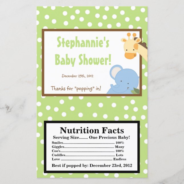 Microwave Popcorn Wrapper Safari Jungle ZooAnimal (Framsida)