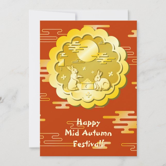 Mid Autumn Festival Guld Moonkaka Måne Rabbit (Framsida)