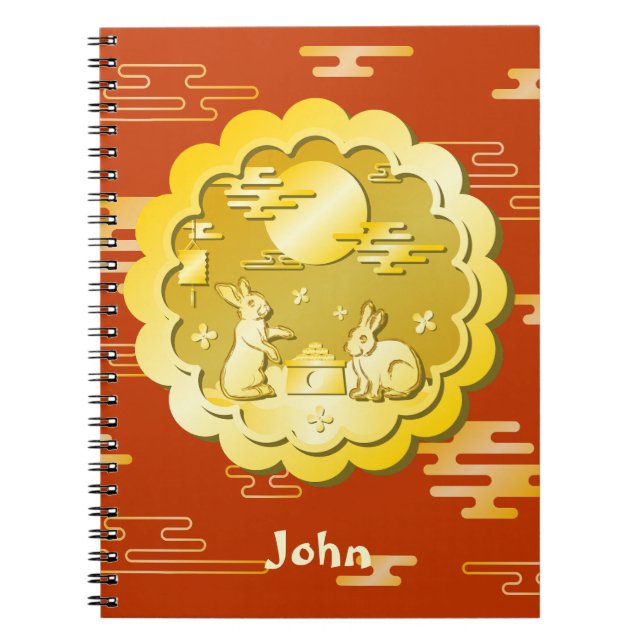 Mid Autumn Festival Guld Moonkaka Måne Rabbit Anteckningsbok (Framsidan)