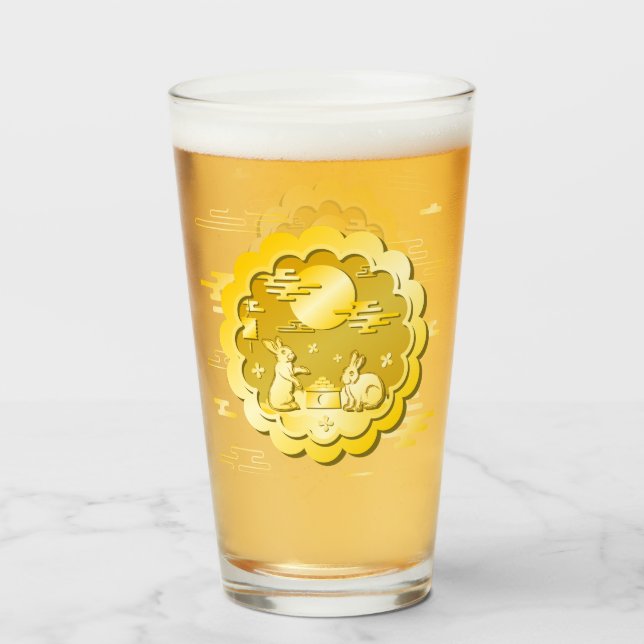 Mid Autumn Festival Guld Moonkaka Måne Rabbit Glaskopp (Framsida fylld)