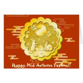 Mid Autumn Festival Guld Moonkaka Måne Rabbit Hälsningskort