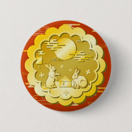 Mid Autumn Festival Guld Moonkaka Måne Rabbit Knapp