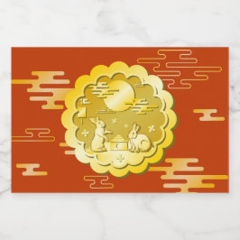 Mid Autumn Festival Guld Moonkaka Måne Rabbit Spritflaskor Etikett