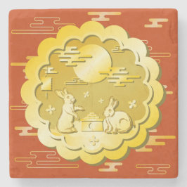 Mid Autumn Festival Guld Moonkaka Måne Rabbit Stenunderlägg