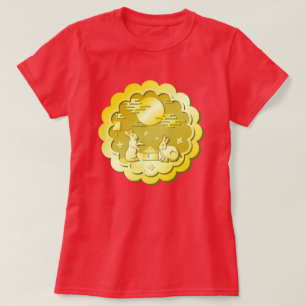 Mid Autumn Festival Guld Moonkaka Måne Rabbit T Shirt