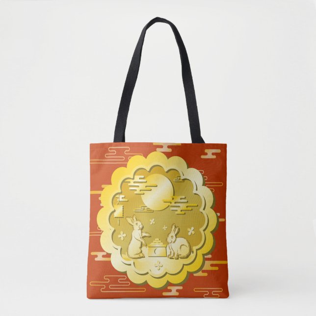 Mid Autumn Festival Guld Moonkaka Måne Rabbit Tygkasse (Framsida)