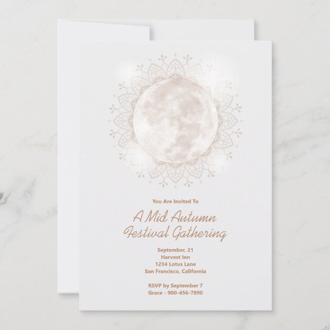 Mid Autumn Festival Måne Mandala-inbjudan Inbjudningar (Framsida)