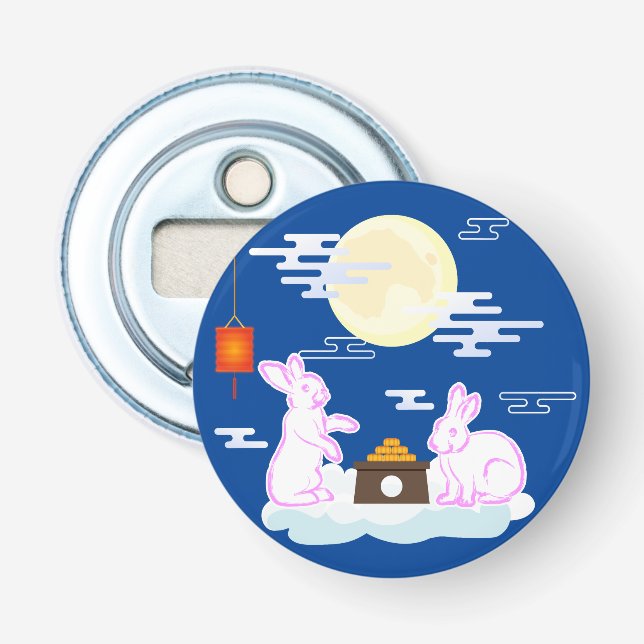 Mid Autumn Festival Måne Rabbit Moonkaka Clouds Flasköppnare (Framsidan)