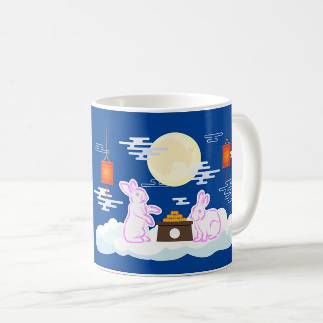 Mid Autumn Festival Måne Rabbit Moonkaka Clouds Kaffemugg (Framsida höger)