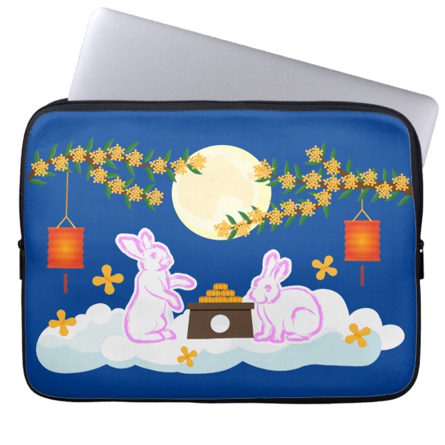 Mid Autumn Festival Måne Rabbit Moonkaka Osmanthus Laptop Fodral (Framsidan)