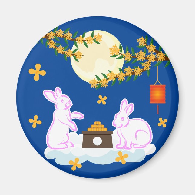 Mid Autumn Festival Måne Rabbit Moonkaka Osmanthus Magnet (Framsidan)