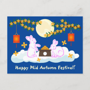 Mid Autumn Festival Måne Rabbit Moonkaka Osmanthus Vykort