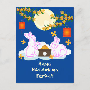 Mid Autumn Festival Måne Rabbit Moonkaka Osmanthus Vykort