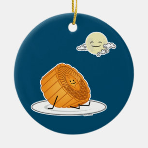 Mid Autumn Festival Måne tårta - månmoonkakor f Julgransprydnad Keramik