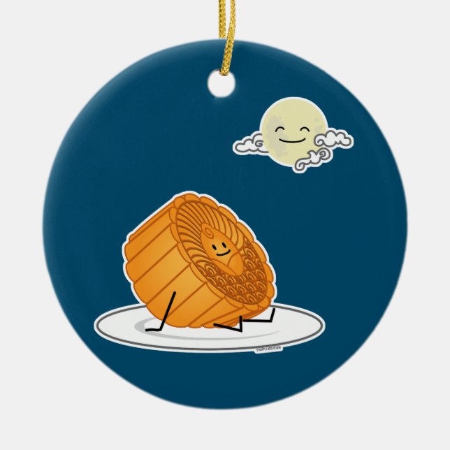 Mid Autumn Festival Måne tårta - månmoonkakor förb Julgransprydnad Keramik (Framsidan)