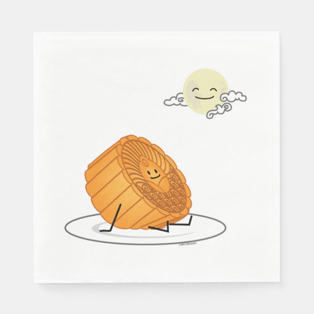 Mid Autumn Festival Måne tårta - månmoonkakor förb Pappersservett (Framsidan)