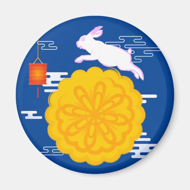 Mid Autumn Festival Mooncake Hoppande Mån Kanin Magnet (Framsidan)