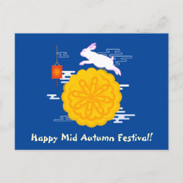 Mid Autumn Festival Mooncake Hoppande Mån Kanin Vykort