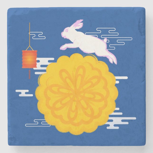 Mid Autumn Festival Moonkaka Jumping Måne Rabbit Stenunderlägg (Framsidan)