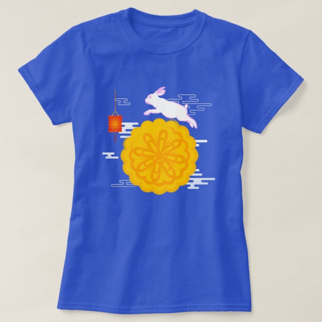 Mid Autumn Festival Moonkaka Jumping Måne Rabbit T Shirt (Design framsida)