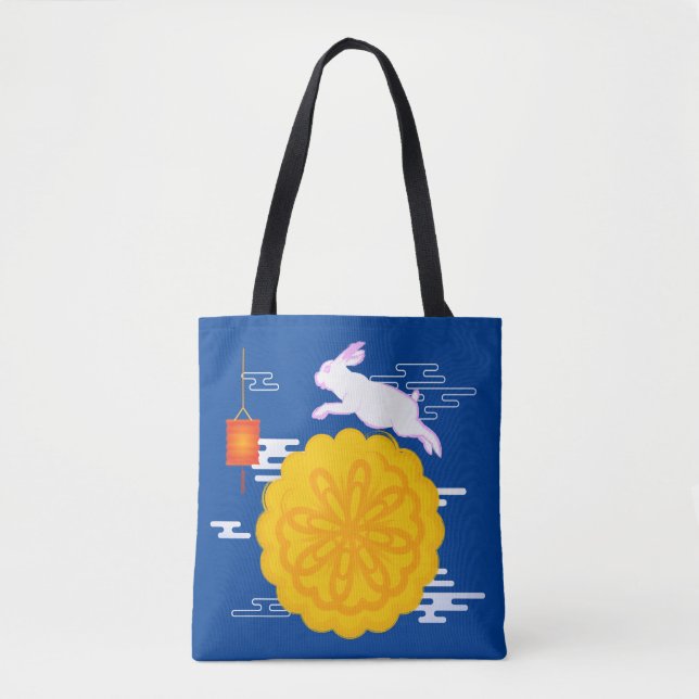 Mid Autumn Festival Moonkaka Jumping Måne Rabbit Tygkasse (Framsida)