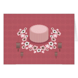 Mid-Autumn Festival Rosa Moonkaka Flowers Hälsningskort