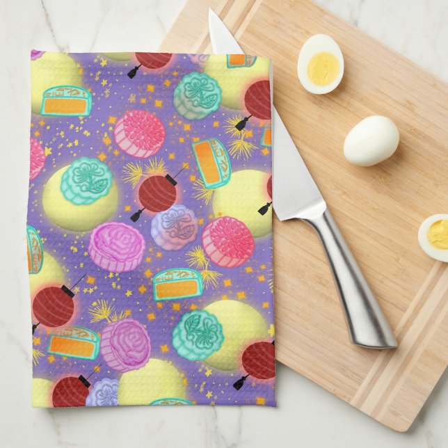 Mid Autumn-festivalen lavender Kitchen Towel Kökshandduk (Vikt i Fjärdedel)