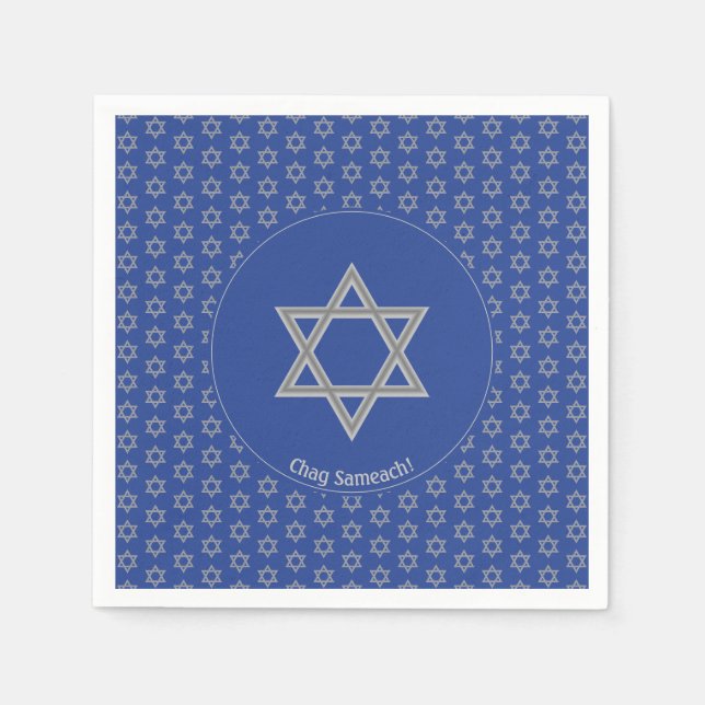 Mid Blue Anpassade STAR OF DAVID Papper Pappersservett (Framsidan)