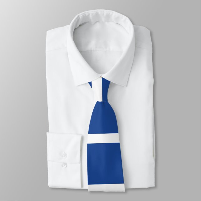 Mid-Blue och White-Anpassningsbar vågrät, strimlad Slips (Bunden)