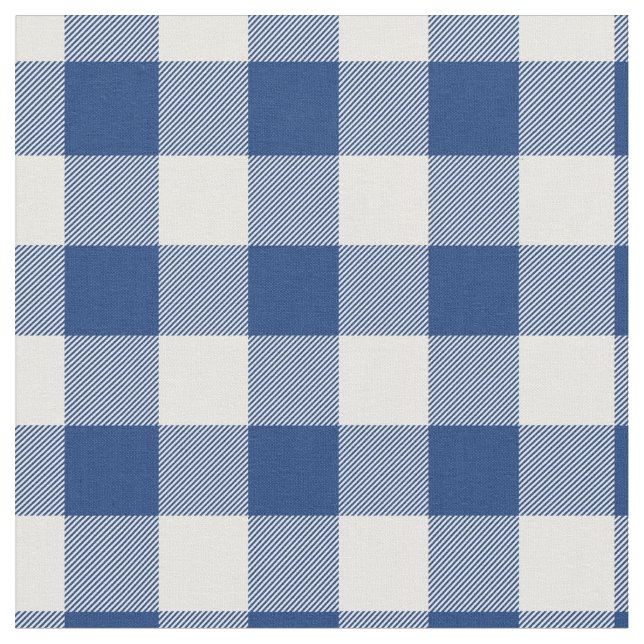 Mid Blue & White Gingham Plaid Tyg (Närbild)