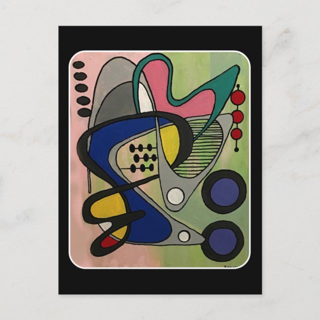 'Mid-Cent Mod Abst, Astro Picknick' målning på en Vykort (Framsida)