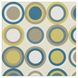 Mid Centle Circles Mönster Blue Gult Tan White Tyg