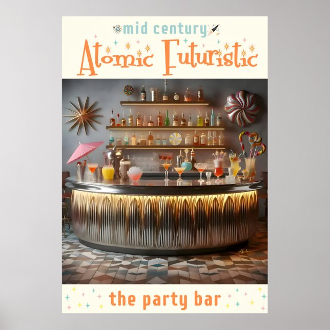 Mid Centres atomFuturistiska Party Pub Poster (Framsidan)