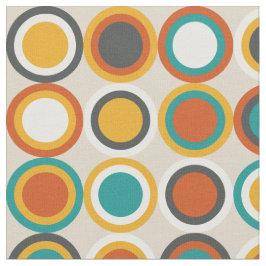 Mid Centres Circles Mönster Orange Brown Teal Tyg