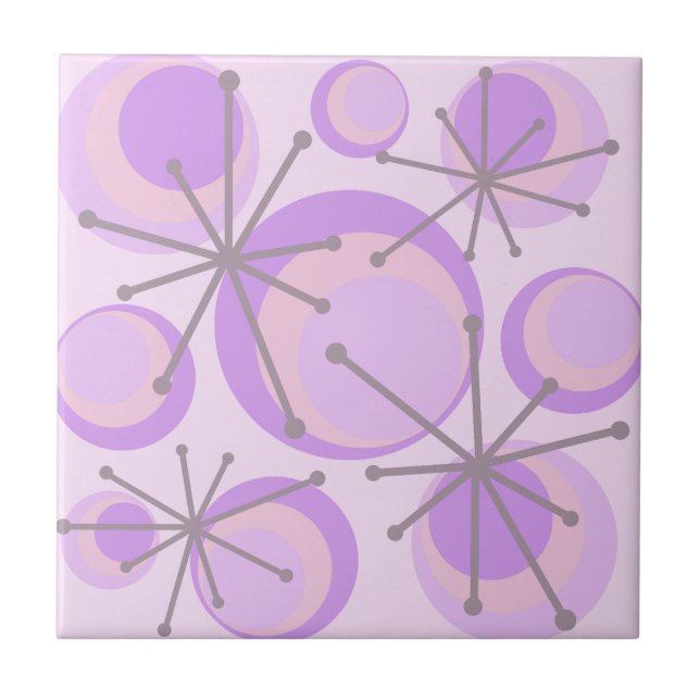 Mid Centres Circles Starbursts Lavender Kakelplatta (Framsidan)