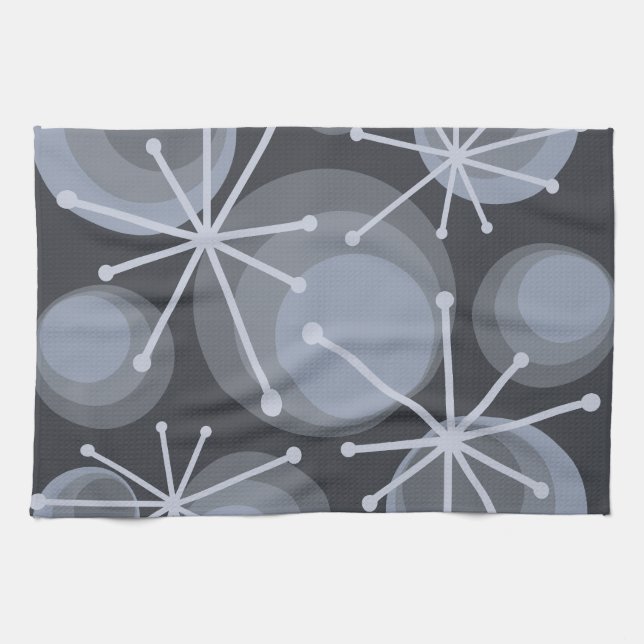Mid Centres Circles Starbursts Slate Kökshandduk (Horisontell)