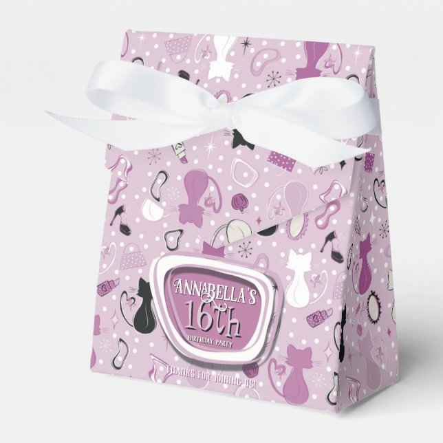 Mid Centres Lila Heart Cats Birthday Presentaskar (Framsidan Sidan)