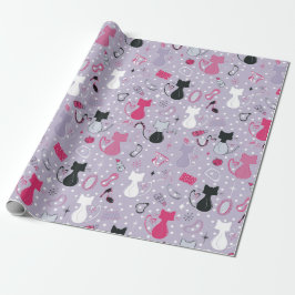 Mid Centres Lila Heart Cats Presentpapper