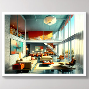 Mid Centres Modern Architectural Insida Teckning Poster
