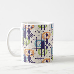 Mid Centres Modern Atomic Age Abstrakt Mönster Kaffemugg