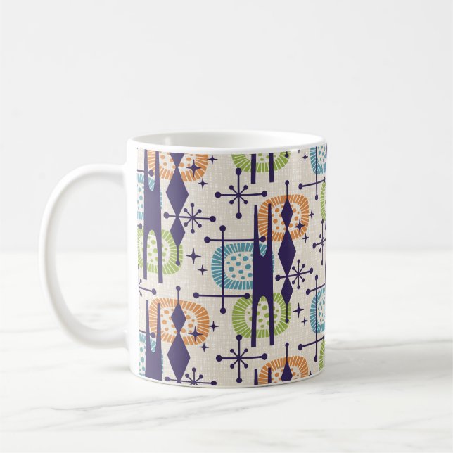 Mid Centres Modern Atomic Age Abstrakt Mönster Kaffemugg (Vänster)